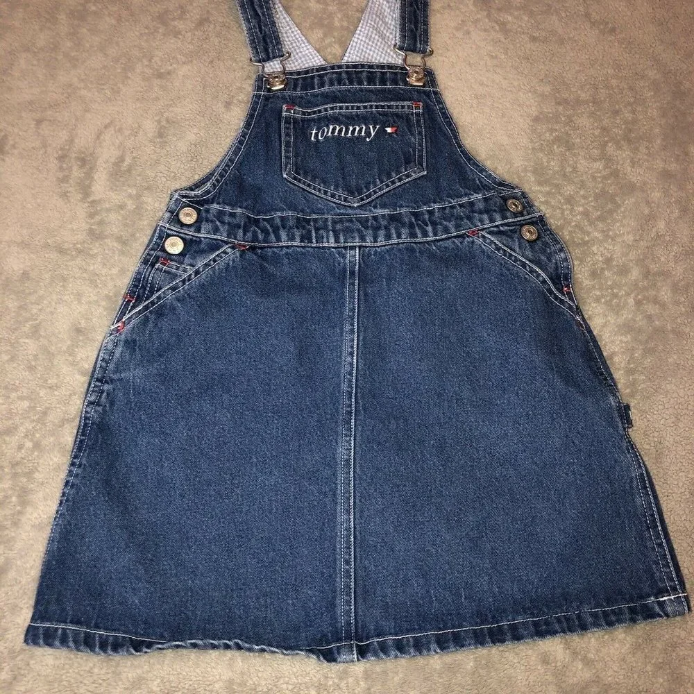 HOST PICK Vintage TOMMY Girls Denim Overall Bib Dress Sz 5